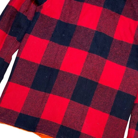 Vintage 80s/90s L.L. Bean Mens Buffalo Plaid Reversible Orange Wool Hunting Chor - Picture 10 of 11